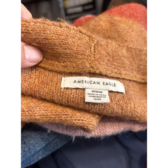 American Eagle Outfitters Oversized Cropped Fall Striped Cardigan Size Medium - Picture 2 of 7